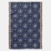 Midnight Blue & Gold Astral Glitzer Stars Decke (Vorderseite Vertikal)