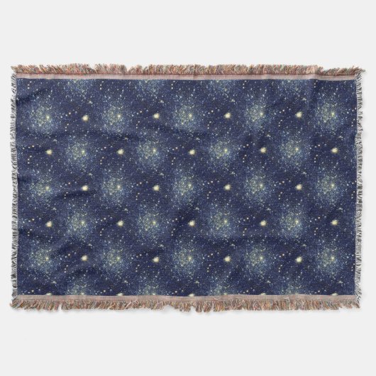 Midnight Blue & Gold Astral Glitzer Stars Decke (Vorderseite)