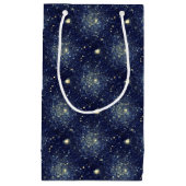 Midnight Blue & Gold Astral Glitzer Stars Kleine Geschenktüte (Vorderseite)