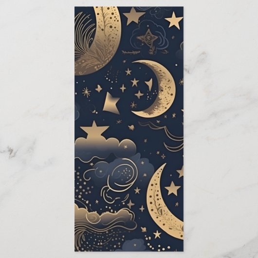 Midnight Blue Gold Celestial Wedding Menükarte (Rückseite)