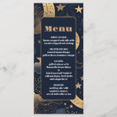 Midnight Blue Gold Celestial Wedding Menükarte (Vorderseite)