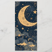 Midnight Blue Gold Celestial Wedding Menükarte (Rückseite)