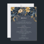 Midnight Blue Gold Luxe Floral Wedding Menu Card Einladung<br><div class="desc">Unsere Kollektion "Watercolor Moody Florals" präsentiert dunkle Blumen in Schwarz, aquamarin und Mitternachtsblau mit goldenen Akzenten kombiniert mit eleganter Typografie für alle Ihre Anlässe. Mix und Übereinstimmung der Artikel, wie Sie wünschen und kontaktieren Sie uns, wenn Sie besondere Wünsche haben durch Chat oder E-Mail. Karo in unserem Shop für weitere...</div>