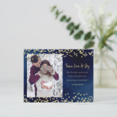 Midnight Blue Gold Peace Liebe Joliday Dotted Postkarte (Stehend Vorderseite)