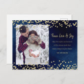 Midnight Blue Gold Peace Liebe Joliday Dotted Postkarte (Vorne/Hinten)