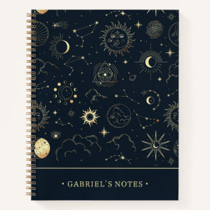 Midnight Blue Gold Star-Konstellation   Name hinzu Notizblock