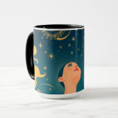 Midnight Blue Gold Starry Sky Dreamer Custom Tasse (Vorderseite Links)