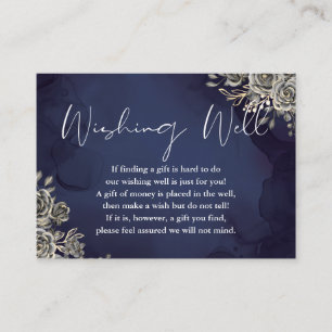 Midnight Blue Gothic Floral Wishing Well Hochzeit Begleitkarte