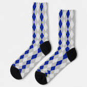 MIDNIGHT BLUE & GRAU Raute Muster Socks Socken (Linkes Detail)