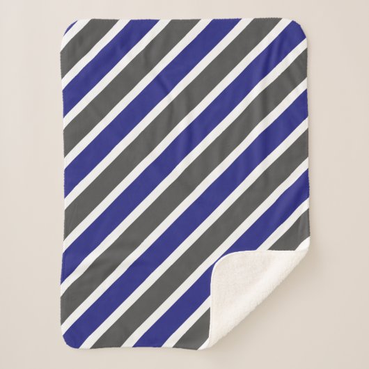 Midnight Blue & Gray Streifen Sherpadecke (Vorderseite)