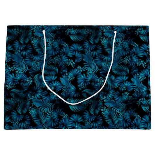 Midnight Blue Hawaiian Palms Große Geschenktüte (Vorderseite)