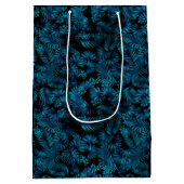 Midnight Blue Hawaiian Palms Tall Geschenktasche Mittlere Geschenktüte (Rückseite)