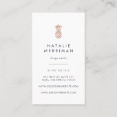 Midnight Blue & Imitate Rose Gold Ananas Vertikal Visitenkarte (Rückseite)