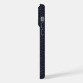Midnight Blue Imitats Leather Look Monogram iPhone Hülle (Linke Seite)