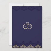 Midnight Blue Islamic Pattern Wedding Monogram Einladung (Rückseite)