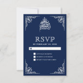 Midnight Blue Islamic Wedding RSVP Karte (Vorderseite)