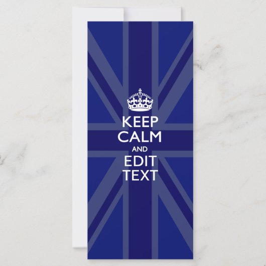 Midnight Blue Keep Calm and Your Text Union Jack (Vorderseite)