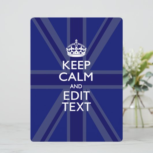 Midnight Blue Keep Calm and Your Text Union Jack (Stehend Vorderseite)