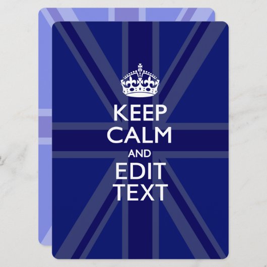 Midnight Blue Keep Calm and Your Text Union Jack (Vorne/Hinten)
