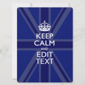 Midnight Blue Keep Calm and Your Text Union Jack (Vorderseite)