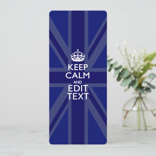 Midnight Blue Keep Calm and Your Text Union Jack (Stehend Vorderseite)