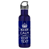Midnight Blue Keep Calm and Your Text Union Jack Edelstahlflasche (Vorderseite)