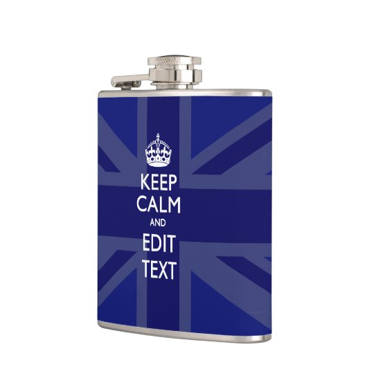 Midnight Blue Keep Calm and Your Text Union Jack Flachmann (Links)