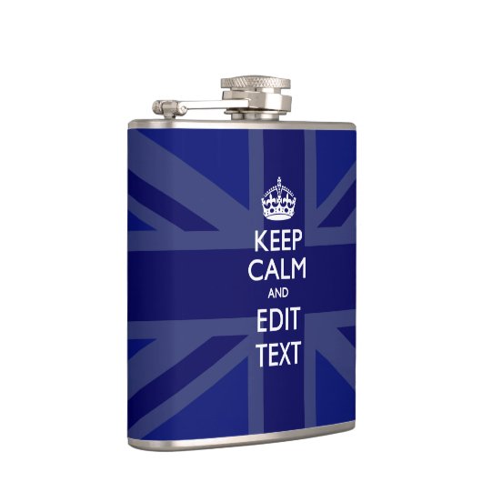 Midnight Blue Keep Calm and Your Text Union Jack Flachmann (Rechts)