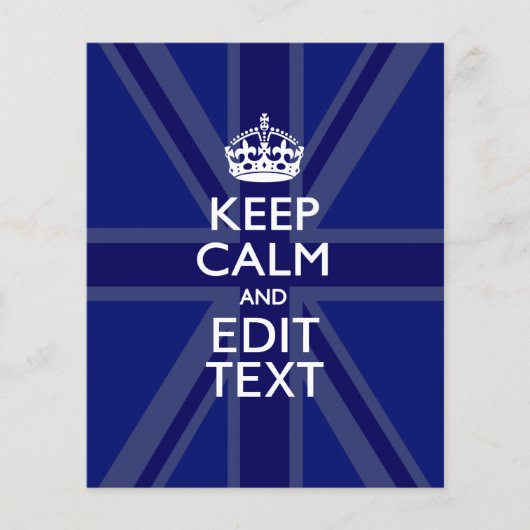 Midnight Blue Keep Calm and Your Text Union Jack Flyer (Vorne)