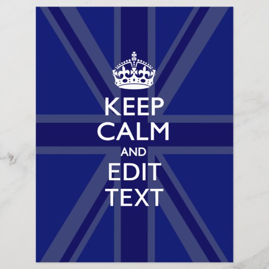 Midnight Blue Keep Calm and Your Text Union Jack Flyer (Vorne)