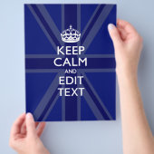 Midnight Blue Keep Calm and Your Text Union Jack Flyer (Hand)