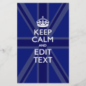 Midnight Blue Keep Calm and Your Text Union Jack Flyer (Vorne)