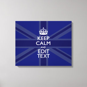Midnight Blue Keep Calm and Your Text Union Jack Leinwanddruck