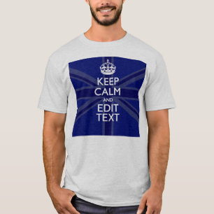 Midnight Blue Keep Calm and Your Text Union Jack T-Shirt