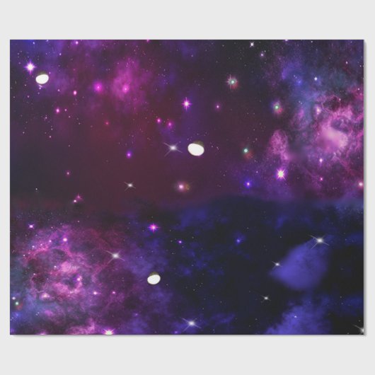 Midnight Blue Lila Galaxy Geschenkpapier (Flach)