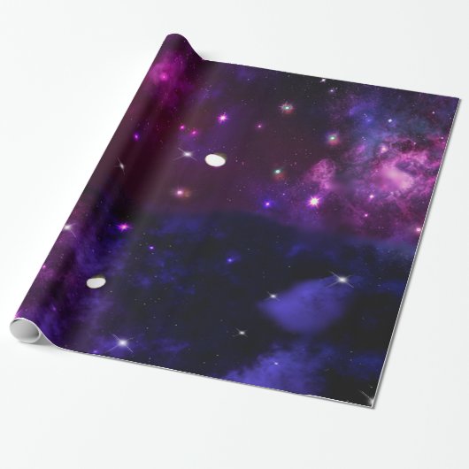 Midnight Blue Lila Galaxy Geschenkpapier (Ungerollt)