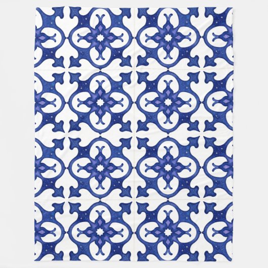 Midnight Blue Mandala Mosaic Cozy Blanket Fleecedecke (Vorderseite)