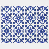 Midnight Blue Mandala Mosaic Cozy Blanket Fleecedecke (Vorderseite (Horizontal))