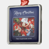 Midnight Blue Merry Christmas Photo Ornament (Links)