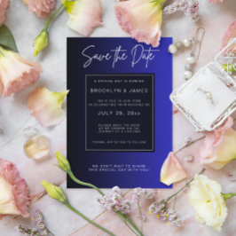 Midnight Blue Minimal Save the Date Ankündigungspostkarte