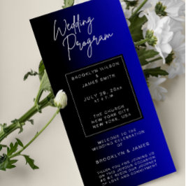 Midnight Blue Minimal Wedding Programme