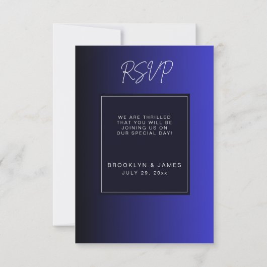 Midnight Blue Minimal Wedding RSVP (Rückseite)
