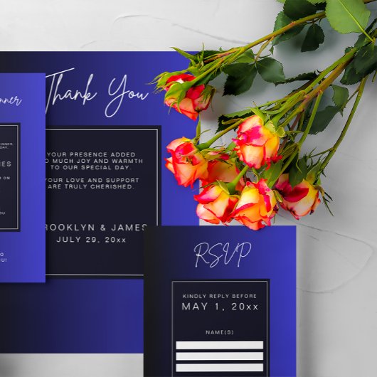 Midnight Blue Minimal Wedding RSVP