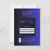 Midnight Blue Minimal Wedding RSVP Karte (Vorderseite)