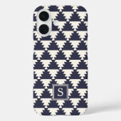 Midnight Blue Modern Aztec Geometric Monogram Case-Mate iPhone Hülle (Rückseite)