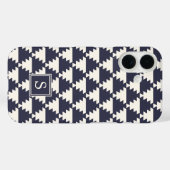 Midnight Blue Modern Aztec Geometric Monogram Case-Mate iPhone Hülle (Rückseite (Horizontal))