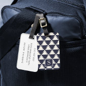 Midnight Blue Modern Aztec Geometric Monogram Gepäckanhänger