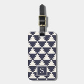 Midnight Blue Modern Aztec Geometric Monogram Gepäckanhänger (Vorderseite vertikal)