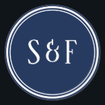 Midnight Blue Monogram Umschlag Aufkleber<br><div class="desc">Blaue Hochzeitsstipendiaten.</div>