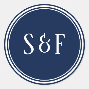 Midnight Blue Monogram Umschlag Aufkleber